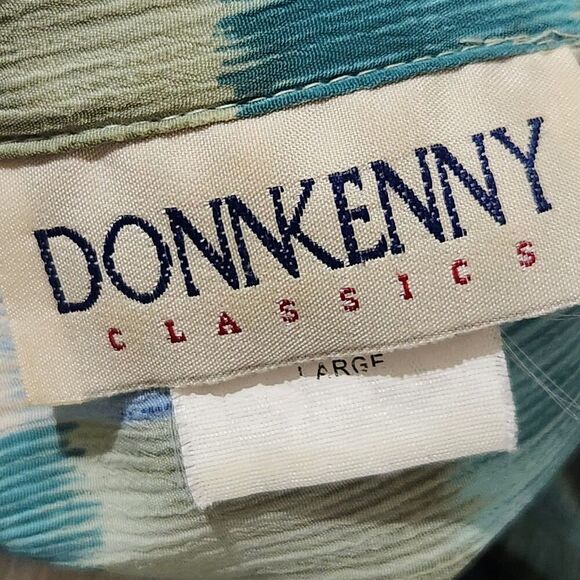 Donnkenny Blouse Size Large Blue Lightweight Shoulder Pads Summer - Picture 9 of 11